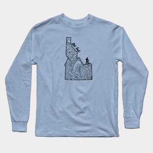 Get Lost Hiking Topographic Art Hike Idaho State Map Long Sleeve T-Shirt